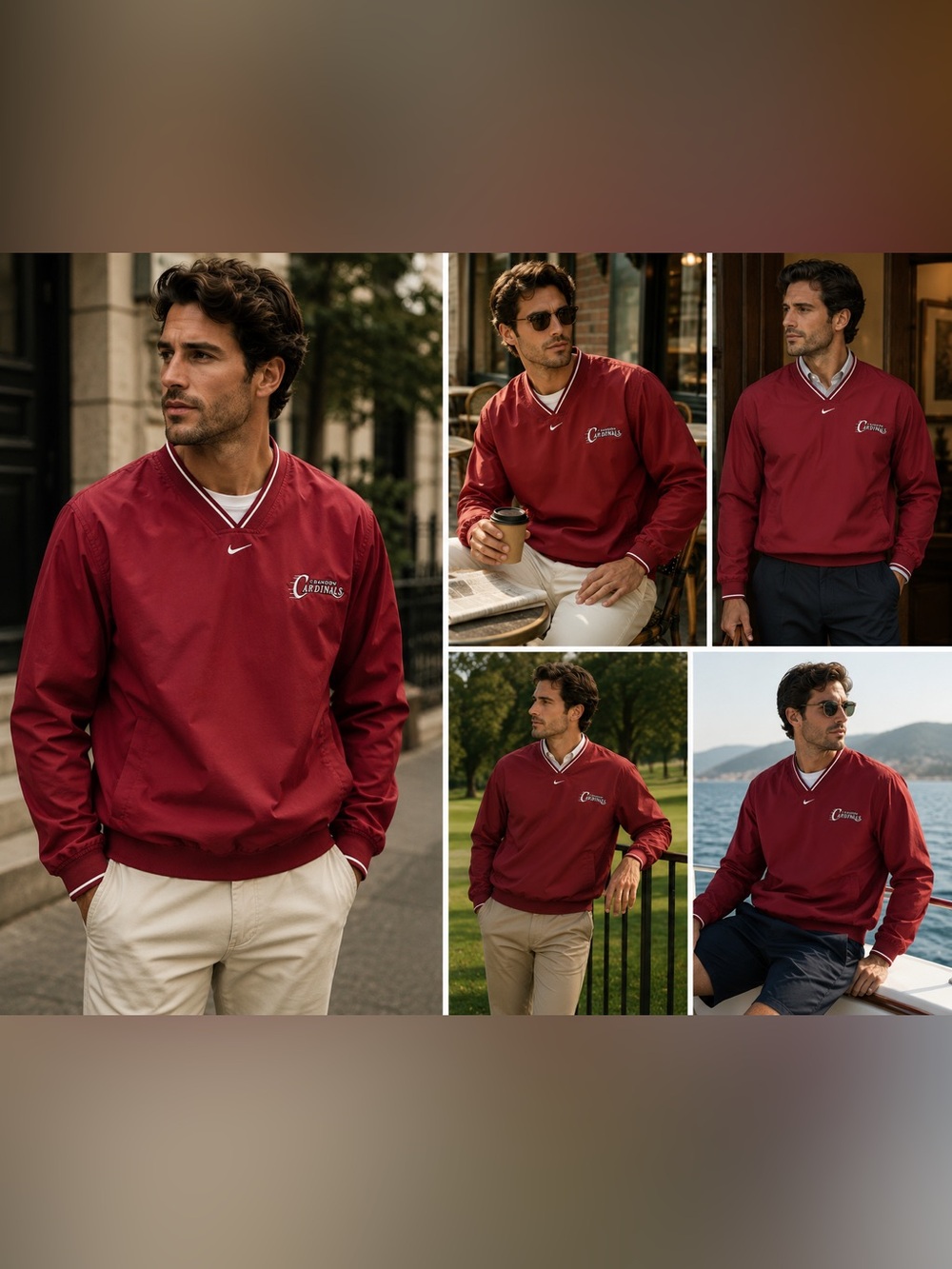 Nike Men’s Cardinal Red V-Neck Pullover Windbreaker